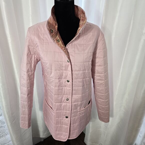 Liz Claiborne Reversible Quilted Coat Jacket Large Women Pink Paisley Lightweigt - Picture 8 of 11